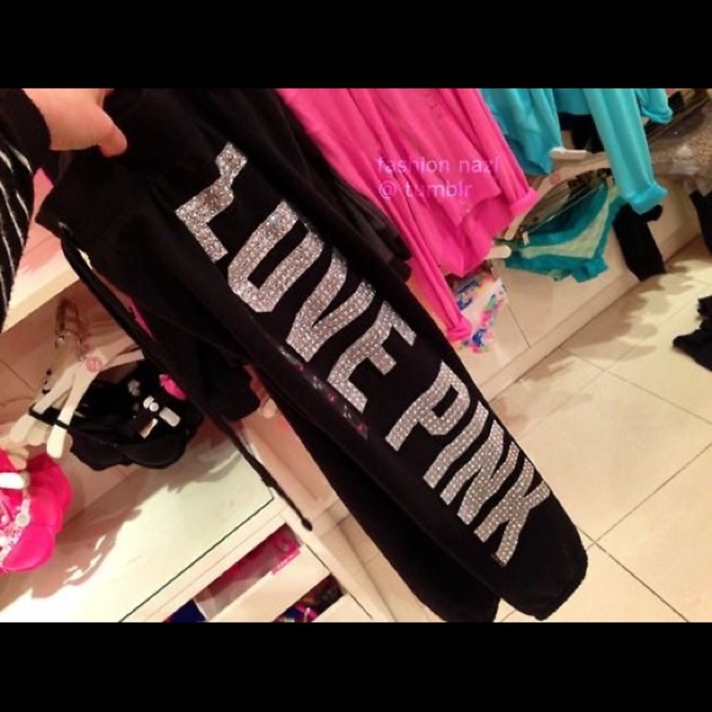 COPY - VS PINK💕RHINESTONE BLING LOGO SIGNATURE PANTS L NWTS